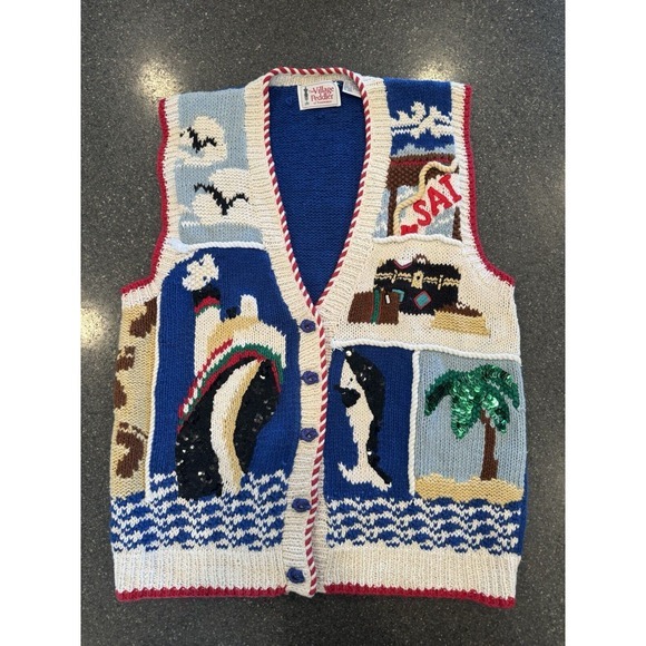 Sweaters - Vintage Village Peddler Cruise Ship Vacation Sweater Best Medium Grandmacore